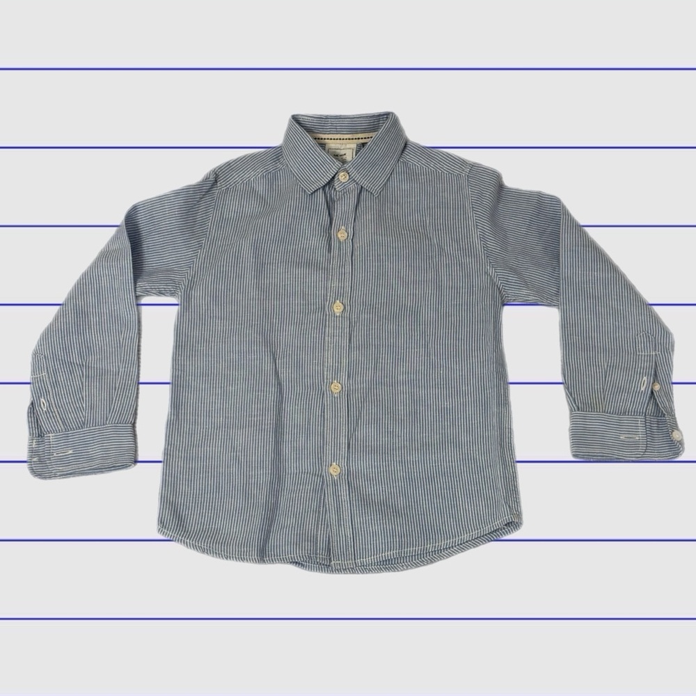 Zara Kids Blue Striped Kids Long Sleeve Button Down Size 4-5 Years